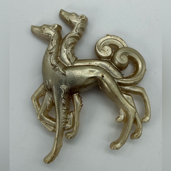 Vintage Jewelry - Antique 1930s Art Deco Flapper Era Celluloid Borzoi Greyhound Brooch Pin Gift